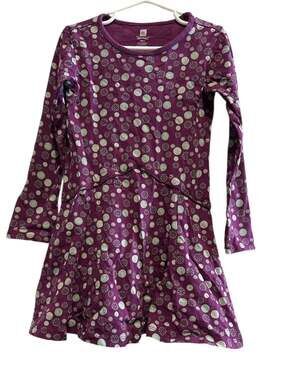 Tea Collection Girl Purple Flower Skater Dress Sz 6 Cotton Jersey!